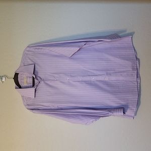 Michael Michael Kos Purple Button Down Men's Striped Shirt 16.5 32-33